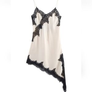 Satin Lace Trim Camisole - Cream/black Lace